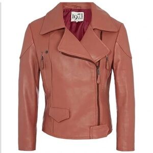 Reiss Lamb Leather dusty pink Jacket size small
